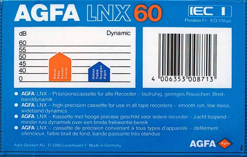 Compact Cassette AGFA LNX 60 Type I Normal 1985 Europe