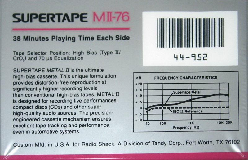 Compact Cassette Realistic MII 76 Type I Normal 1988 USA