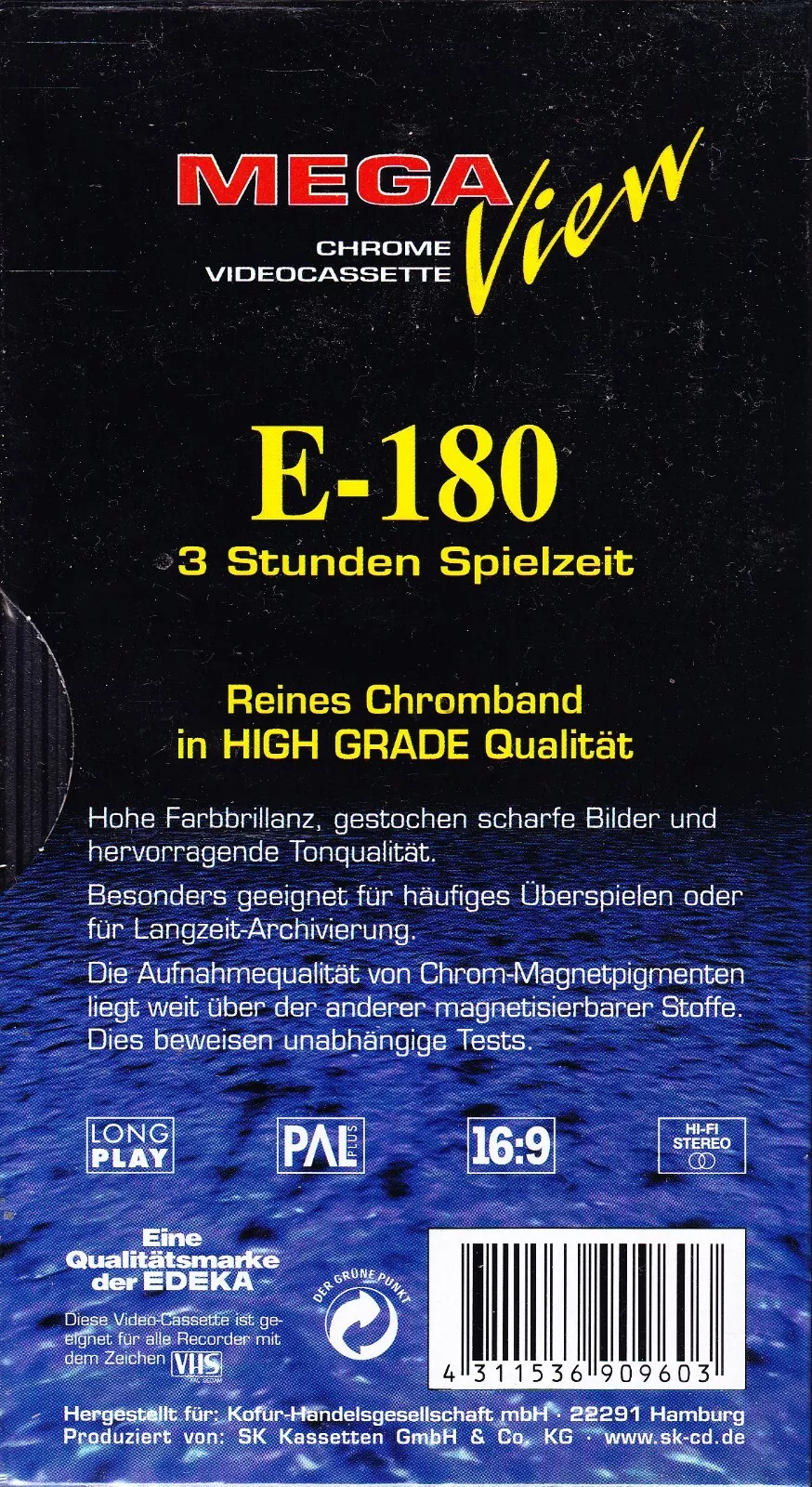 VHS, Video Home System Mega View 180 Type II Chrome 2000 Germany