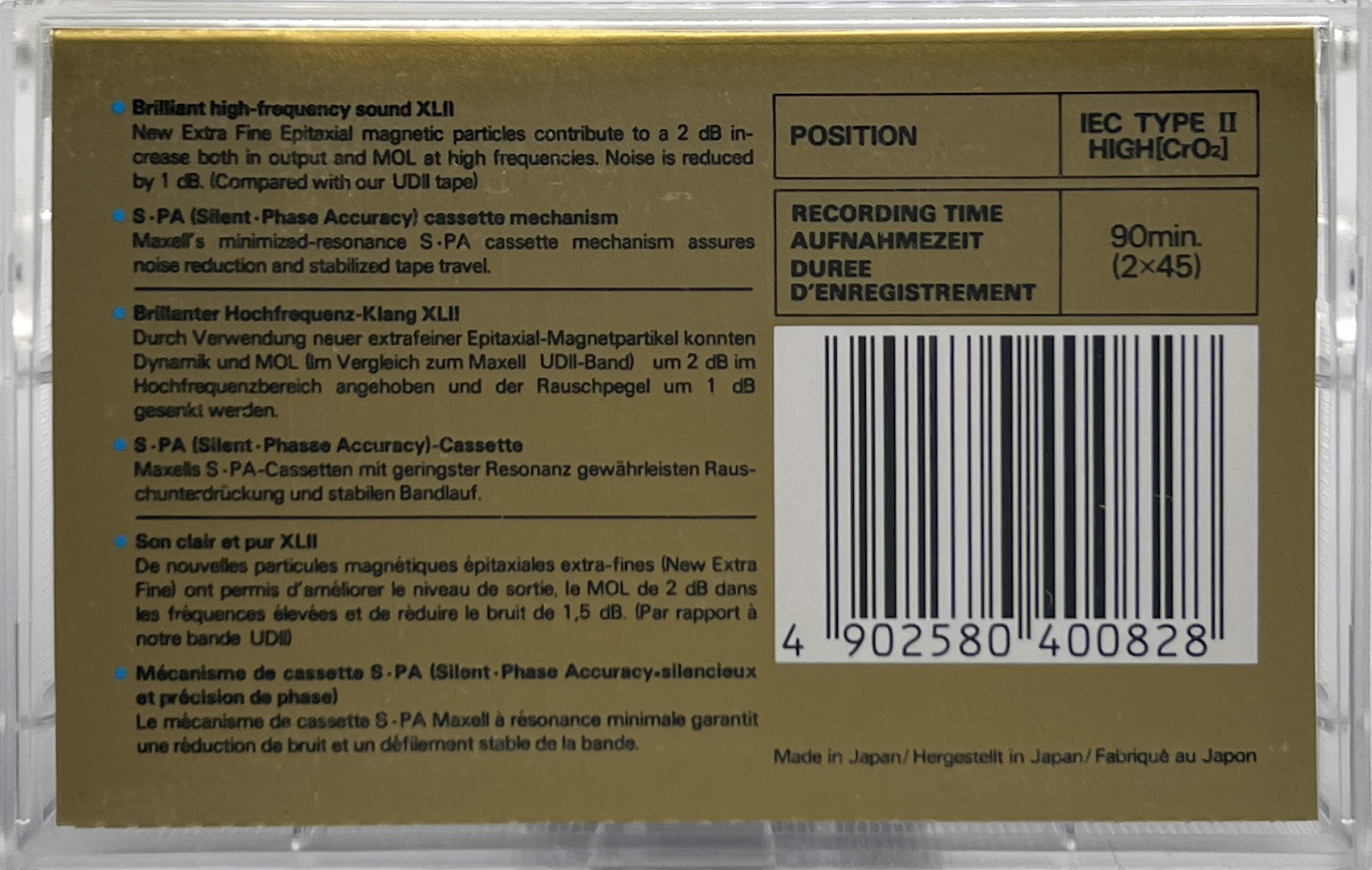 Compact Cassette Maxell XLII 90 Type II Chrome 1985 Europe