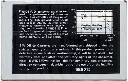 Compact Cassette E-Wide 60 Type I Normal 1987 Hong Kong