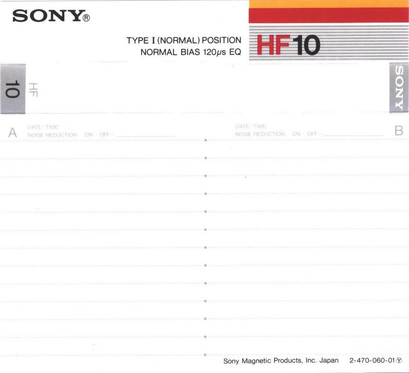 Compact Cassette: Sony  - HF 10