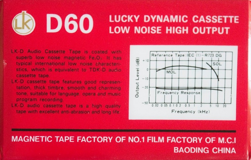 Compact Cassette Lucky D LK-510 60 Type I Normal 1989 China
