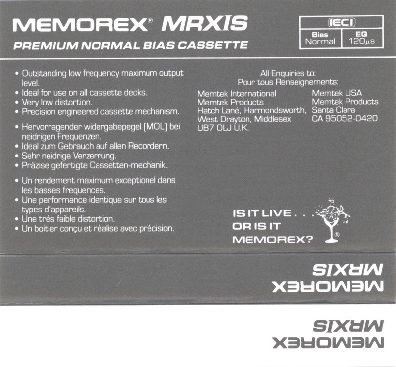 Compact Cassette: Memorex  - MRX IS 90