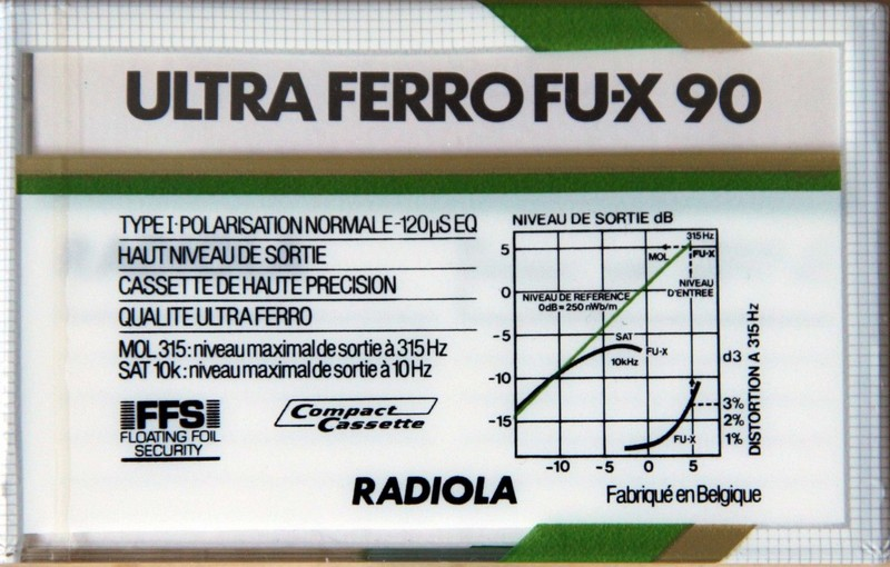 Compact Cassette Radiola FU-X 90 Type I Normal 1985 Europe