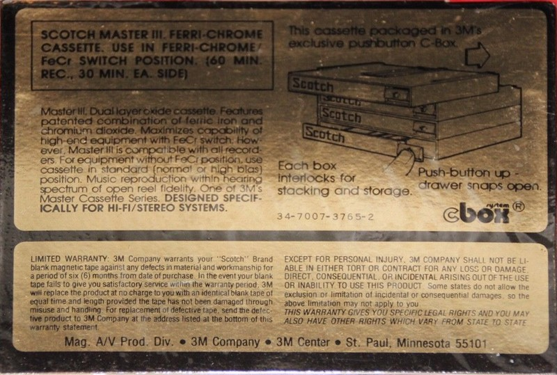 Compact Cassette: 3M Scotch - Master III 60