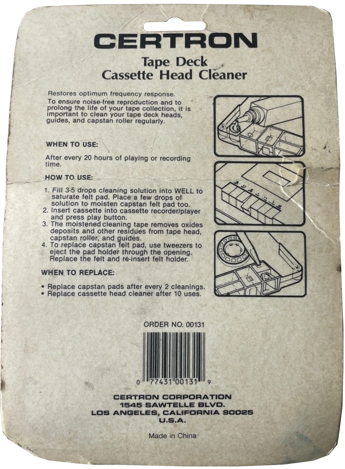 Blister Certron Cleaning Cassette 1989 USA