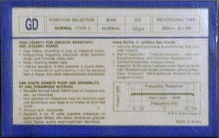 Compact Cassette GBC 60 "GD" Type I Normal 1985 Europe