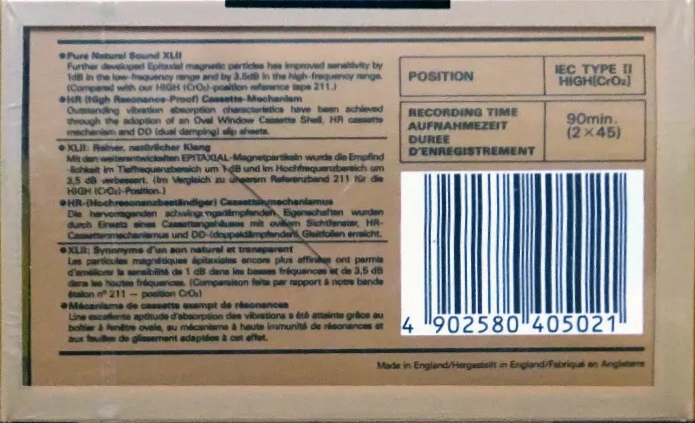 Compact Cassette Maxell XLII 90 Type II Chrome 1988 Europe