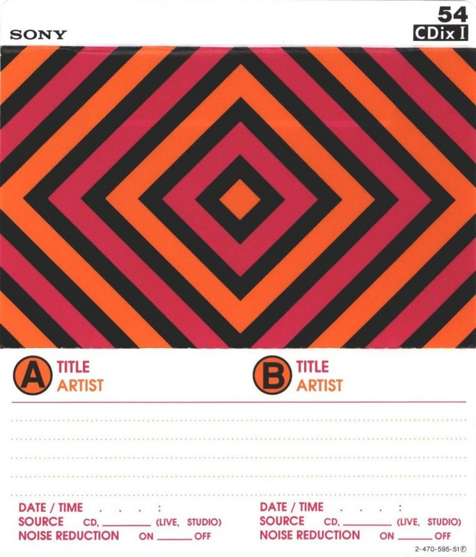 Compact Cassette Sony CDix I 54 "C-54CDX1" Type I Normal 1991 Japan