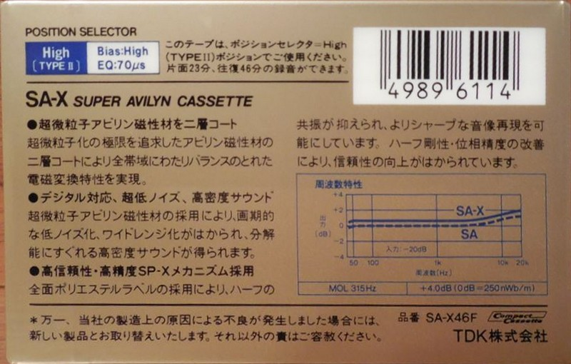 Compact Cassette: TDK  - SA-X 46