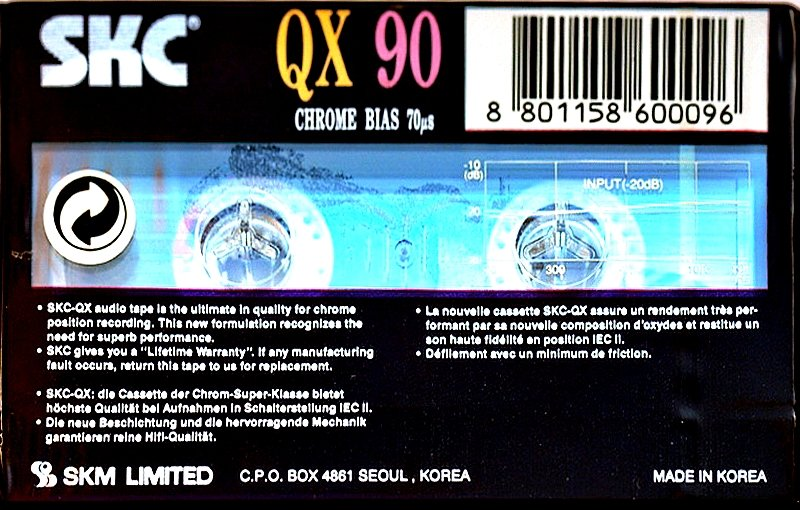 Compact Cassette SKC QX 90 Type II Chrome 1995 Worldwide