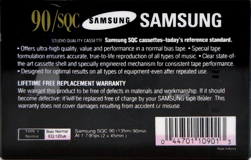 Compact Cassette:  Samsung - SQC 90