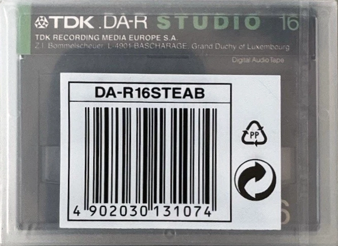 Digital Audio Tape TDK DA-R Studio 16 "DA-R16STEA" Type IV Metal 1992 Europe