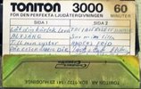 Compact Cassette Toniton 3000 60 Type I Normal 1970 Sweden
