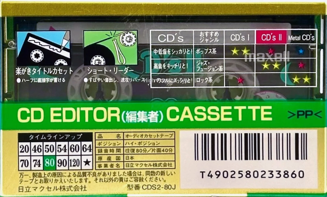 Compact Cassette Maxell CD`s II / CD`s 2 80 "CDS2-80J" Type II Chrome 1995 Japan