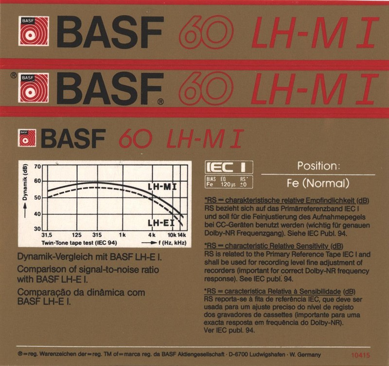 Compact Cassette: BASF  - LH Maxima I 60