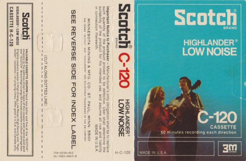 Compact Cassette Scotch Highlander 60 Type I Normal 1973 USA