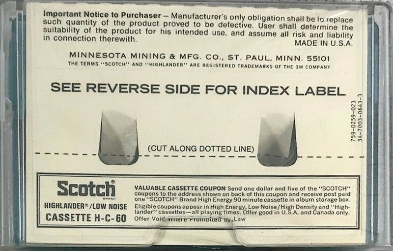 Compact Cassette Scotch Highlander 60 Type I Normal 1973 USA