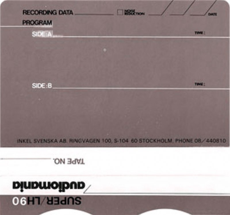 Compact Cassette Audiomania Super/LH 90 Type I Normal 1987 Sweden