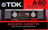 Compact Cassette TDK A 60 Type I Normal 1986 Japan