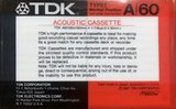 Compact Cassette TDK A 60 Type I Normal 1987 USA