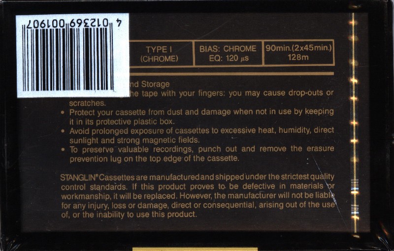 Compact Cassette Stanglin CR 90 Type II Chrome Hong Kong