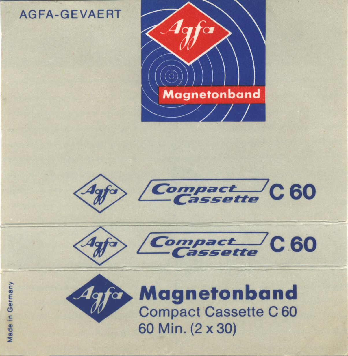 Compact Cassette AGFA 60 Type I Normal 1966 Germany