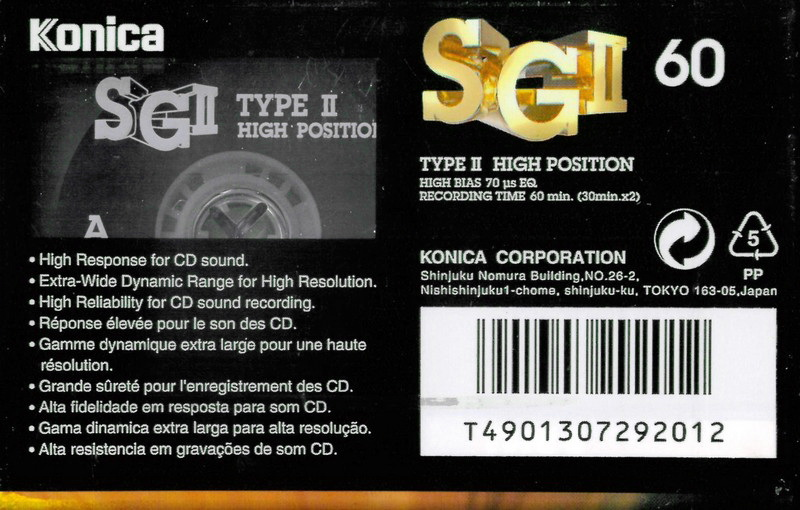 Compact Cassette Konica SG 60 Type II Chrome 1993 Europe