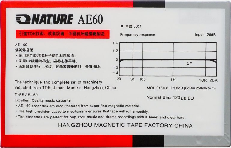 Compact Cassette Nature AE 60 Type I Normal China