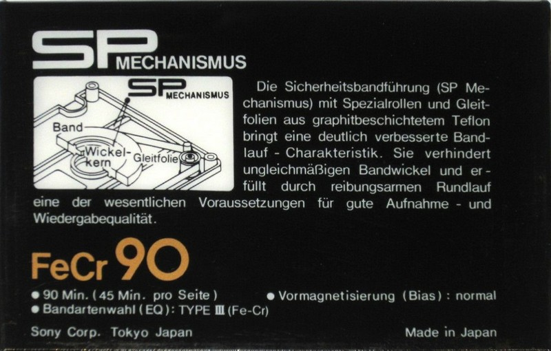 Compact Cassette Sony FeCr 90 Type III Ferro Chrome 1978 Germany