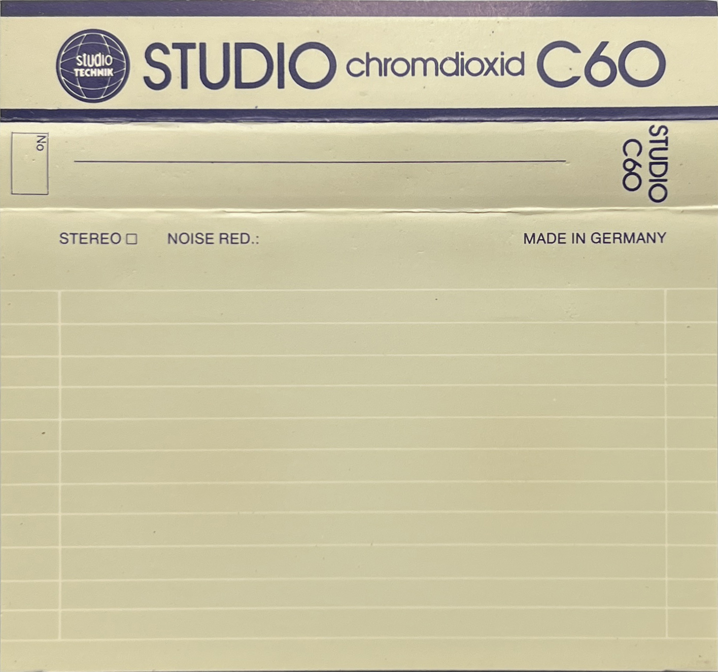 Compact Cassette Studio Technik 60 Type II Chrome Europe