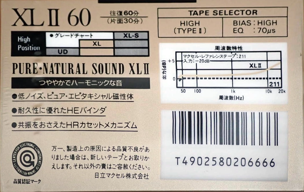 Compact Cassette Maxell XLII 60 Type II Chrome 1988 Japan