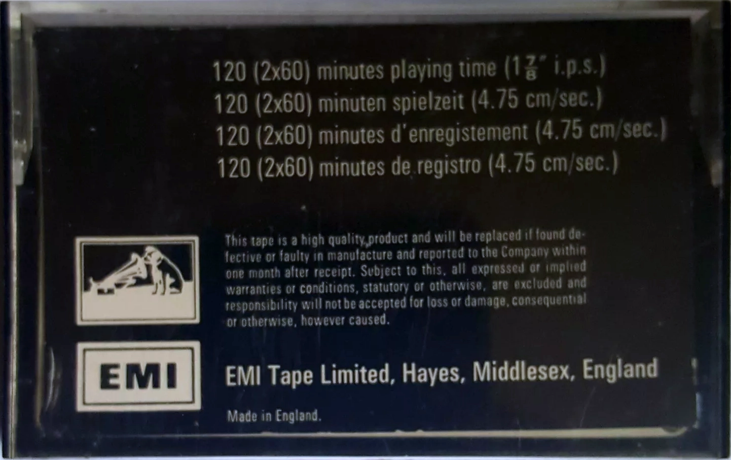 Compact Cassette EMITAPE HI-DYNAMIC 120 Type I Normal 1976 Europe