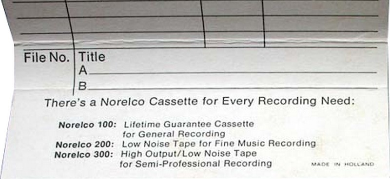 Compact Cassette Norelco 200 60 Type I Normal 1971 USA