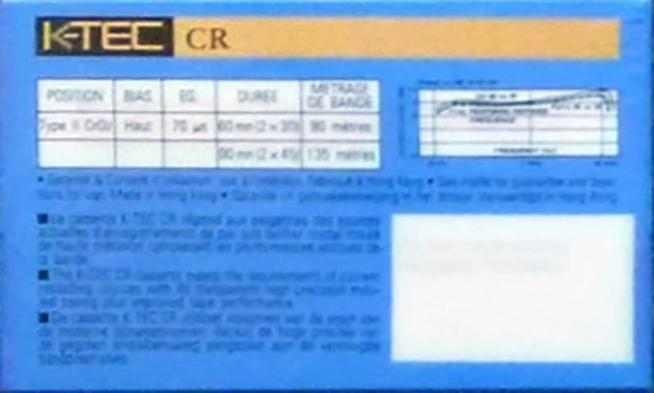 Compact Cassette K-TEC 60 "CR" Type II Chrome Unknown Country