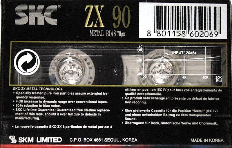 Compact Cassette SKC ZX 90 Type IV Metal 1999 Europe