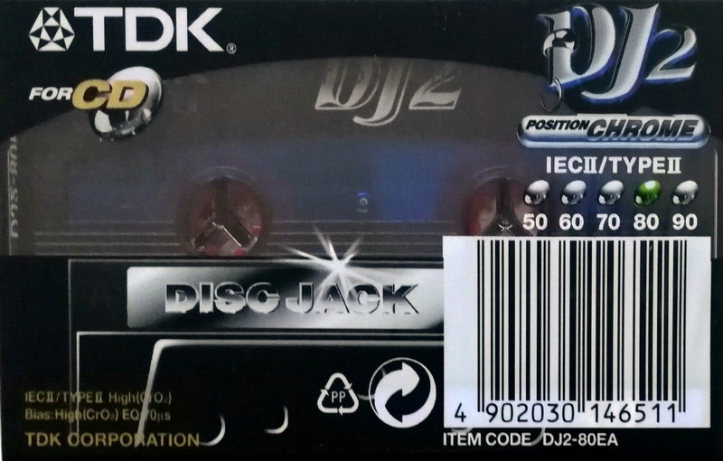 Compact Cassette TDK DJ2 Disc Jack 80 "DJ2-80EA" Type II Chrome 1997 Europe