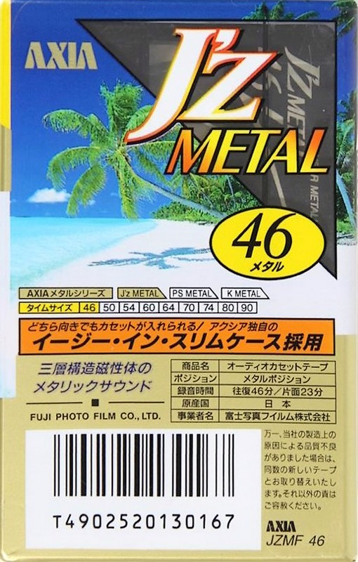 Compact Cassette AXIA J`z Metal 46 "JZMF 46" Type IV Metal 1996 Japan