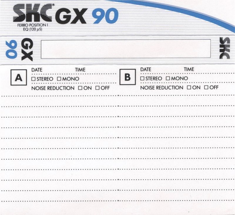 Compact Cassette SKC GX 90 Type I Normal 1987 Europe