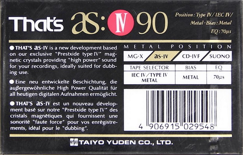 Compact Cassette: Taiyo Yuden Thats - AS IV 90