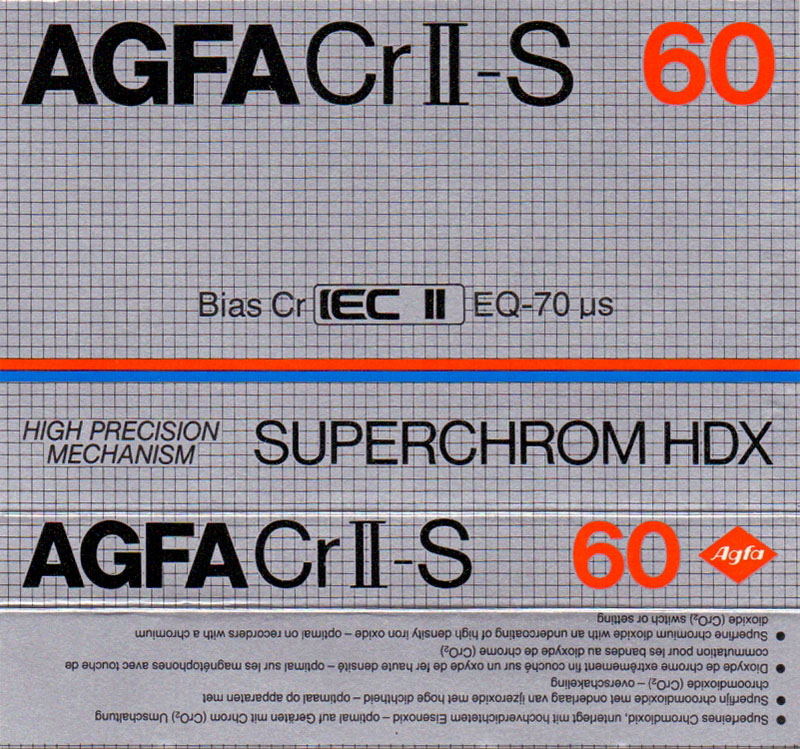 Compact Cassette AGFA Superchrom HDX 60 "Cr II-S" Type II Chrome 1982 Europe