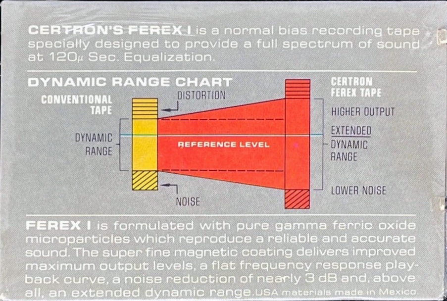 Compact Cassette Certron Ferex 90 "FRX I" Type I Normal 1976 USA