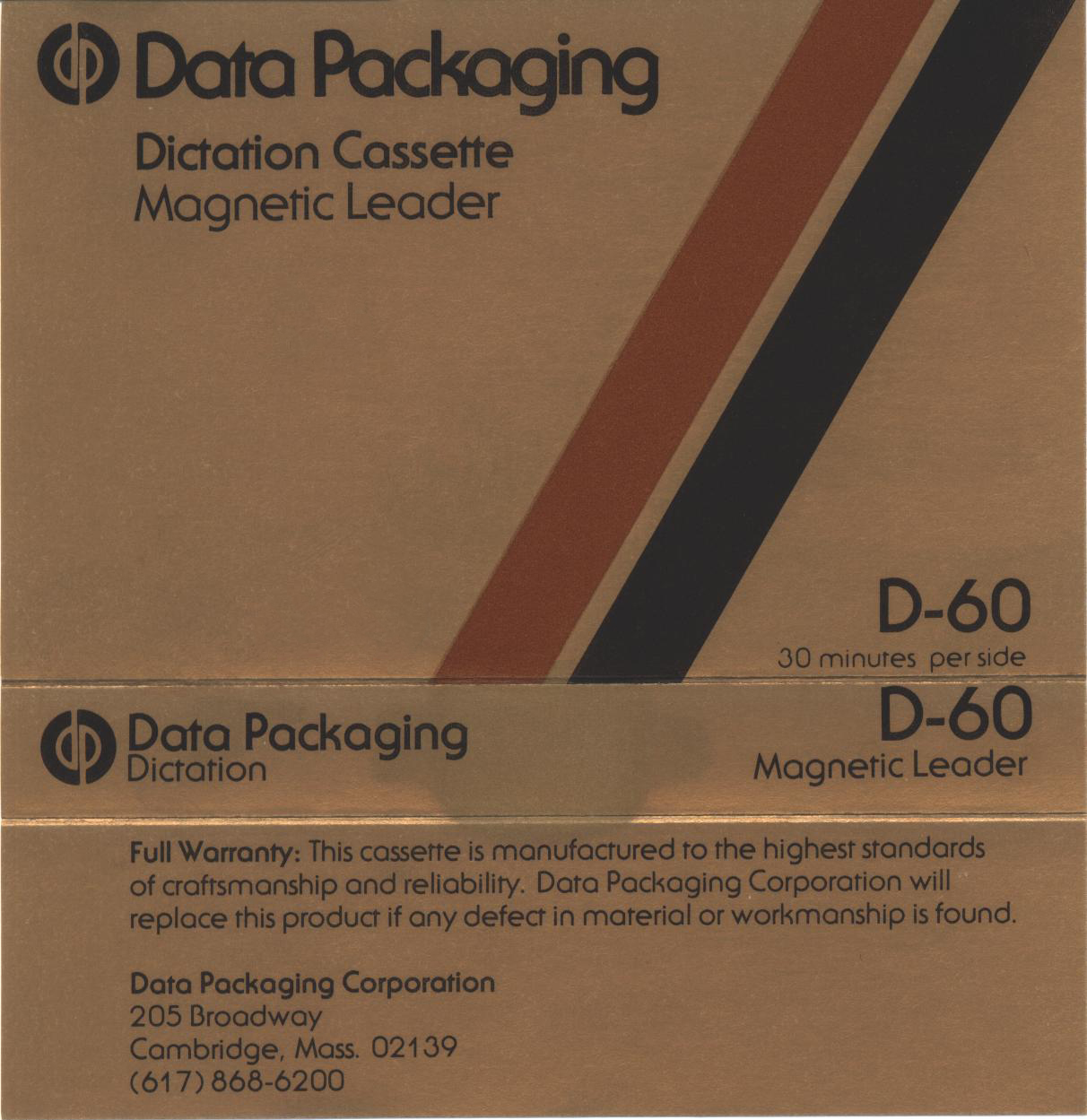 Compact Cassette Data Packaging 60 Dictating Cassette USA
