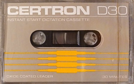 Compact Cassette Certron D / Dictation 30 Type I Normal 1986 USA