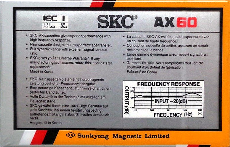 Compact Cassette: Sunkyong Magnetic Limited (SKM) SKC - AX 60