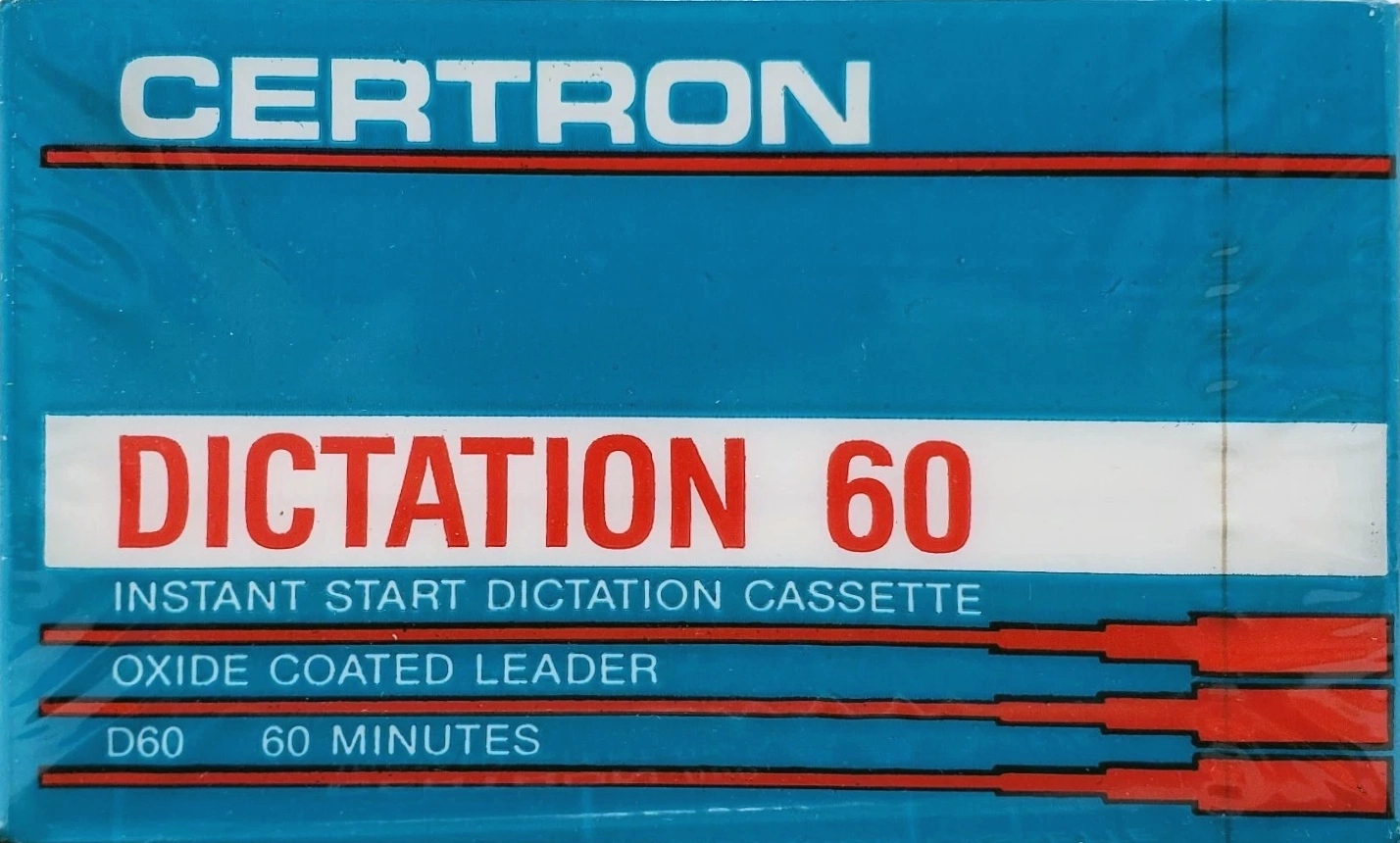 Compact Cassette Certron D / Dictation 60 Type I Normal 1989 USA