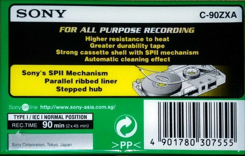 Compact Cassette Sony ZX 90 Type I Normal 1992 Europe