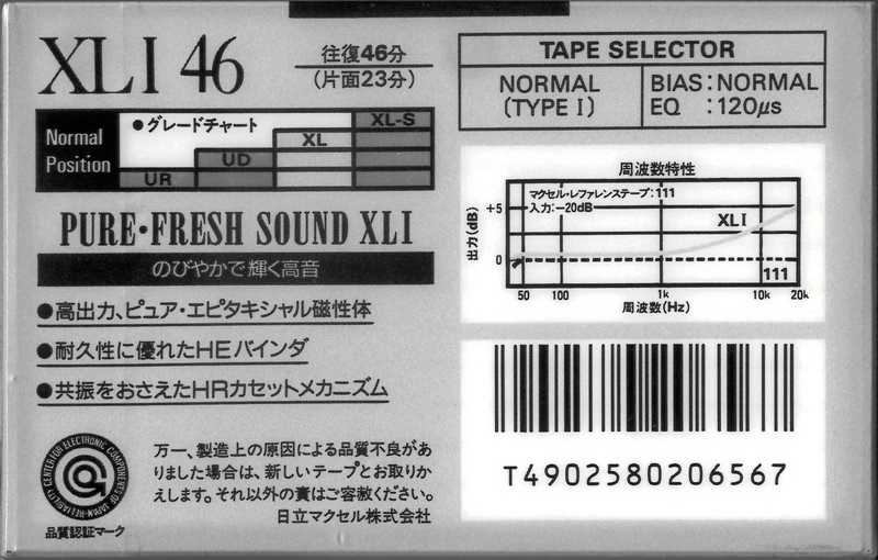 Compact Cassette Maxell XLI 46 Type I Normal 1989 Japan