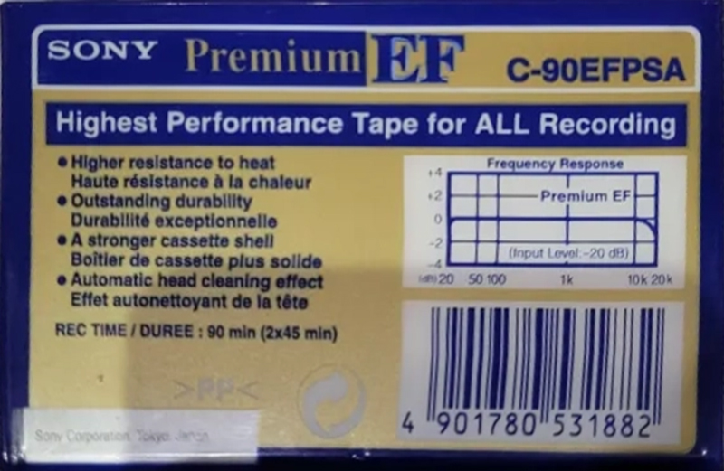 Compact Cassette Sony EF 90 "Premium C-90EFPSA" Type I Normal 1997 Worldwide